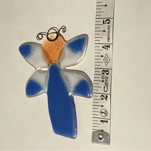 Christmas Angel Fused Art Glass Holiday Hanging Ornament Or Suncatcher OOAK - Picture 4 of 4